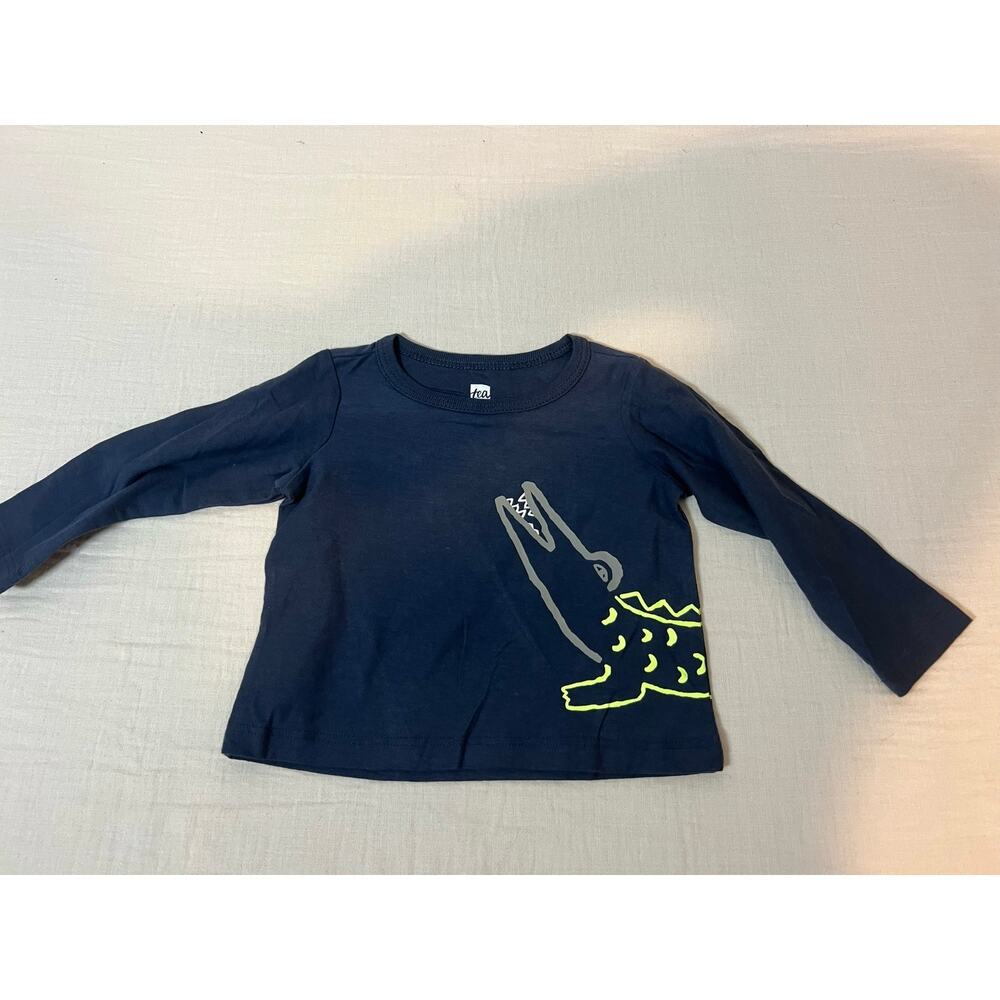 TEA Collection Baby Shirt Size 3-6 Months Boys Lizard‎ Dark Blue